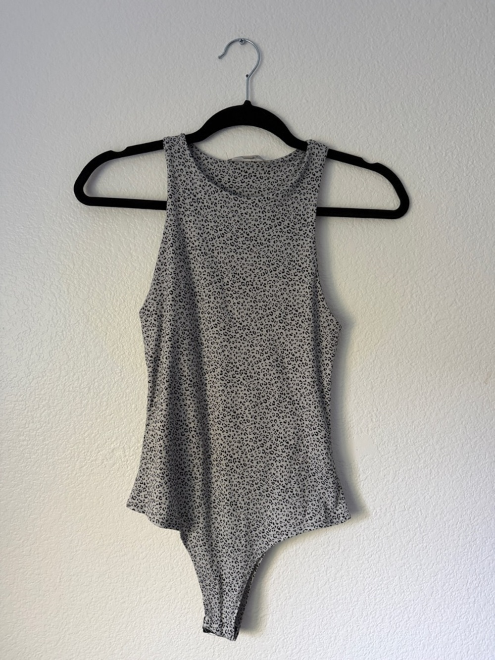 gaze Black and White Micro Leopard Print Bodysuit